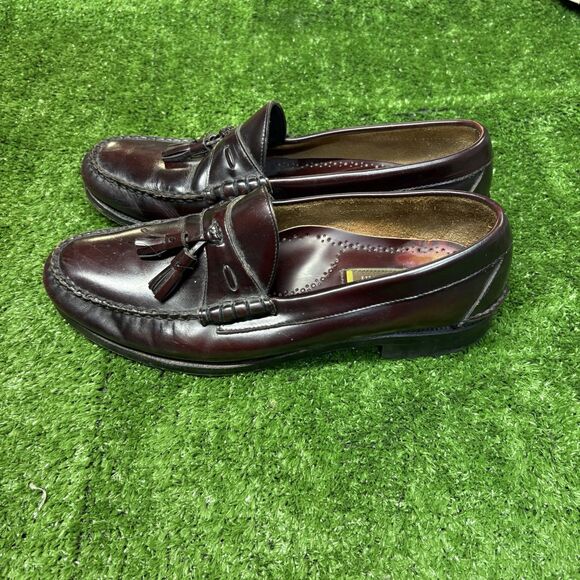 Mens Johnston & Murphy Burgundy Red Leather Slip On Tassel Loafers Size 11 D main image 5